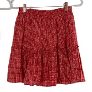 ILLA ILLA Cute Red & White Print Design Tiered Ruffle Stretch Mini Skirt S